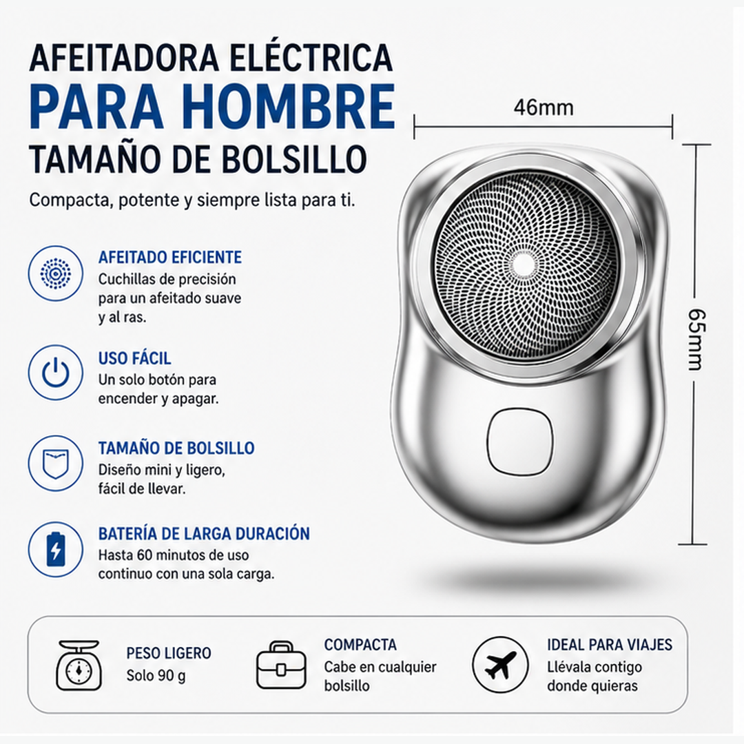 Afeitadora Eléctrica Portátil de Viaje